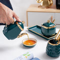 Luxury ceramic seasoning set - home kitchen utensils, spice jars, oil dispenser set with tray, wholesale seasoning containers