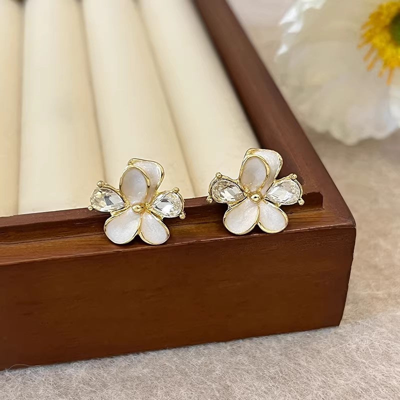 Small fresh crystal drop glaze flower earrings accessible luxuryclassyelegantelegant earrings 2026new arrival earrings wholesale