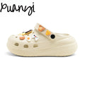Bone white bouquet puff shoes flower clogs thick sole 6cmclassystereo spring and summer new arrival beach shoes outwear