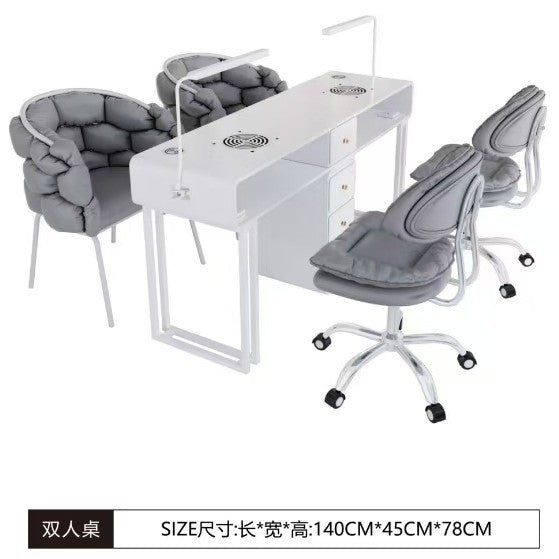 Widened 45cm, same price: iron sheet, baked enamel, odorless, multifunctional nail table - trendy, light luxury, cream-colored nail table