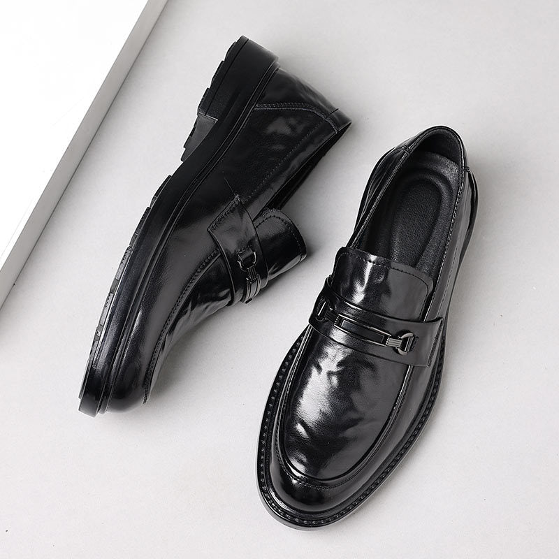 Genuine leather men's slip-on casual shoes - business formal, versatile, trendy, live stream, loafer style