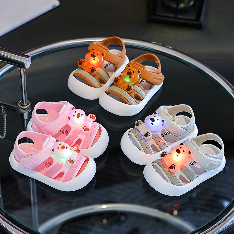 Baby boys' sandals summer light-up girls' anti-slip soft sole potty training toddler infant sandals 0-1-2-3 years