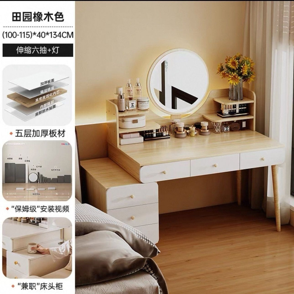 Bedroom dressing table for home chest of drawers all-in-one makeup table small apartment room multifunctional storage retractable dressing table