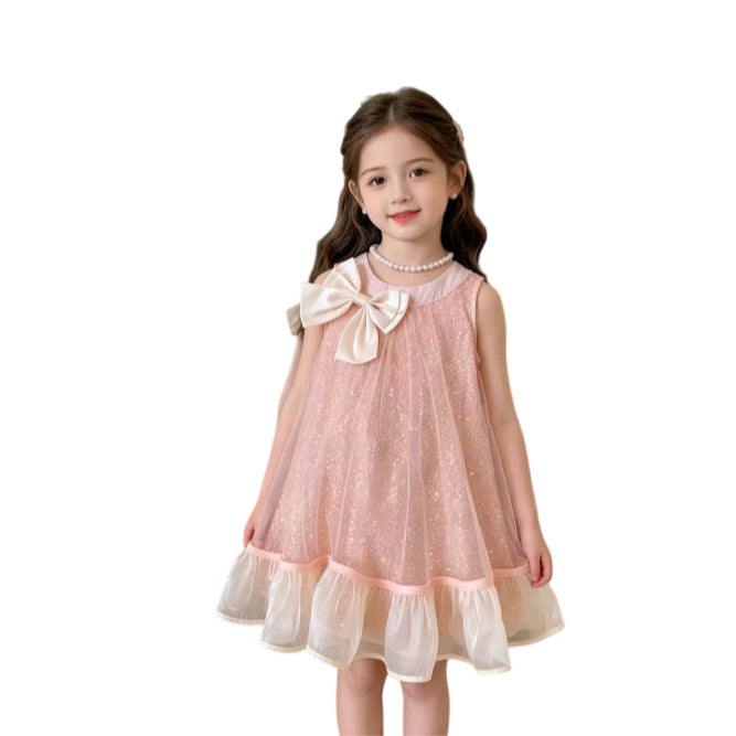 Girls' bowknot dress - new  collection - stylish and cute birthday dress for baby girls - trendy kids' skirt
