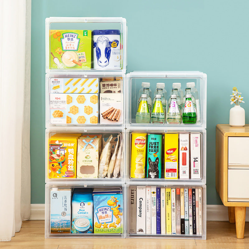 Household living room, children's toys, lockers, transparent plastic snack storage cabinets, foldable clamshell, and seam storage boxes.