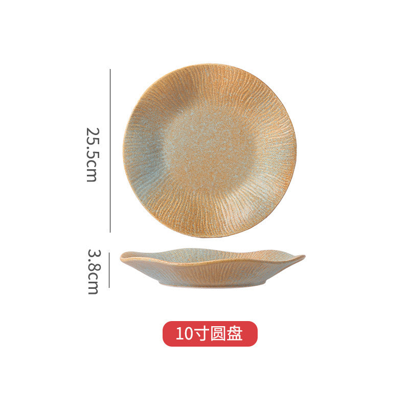 New creative ceramic plates - japanese retro round dinner plates, steak plates - wholesale for home and hotel tableware manufacturers