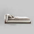 Factory direct: wabi-sabi style double bed - large size tatami bed for master bedroom - minimalist soft backrest lambswool fabric bed