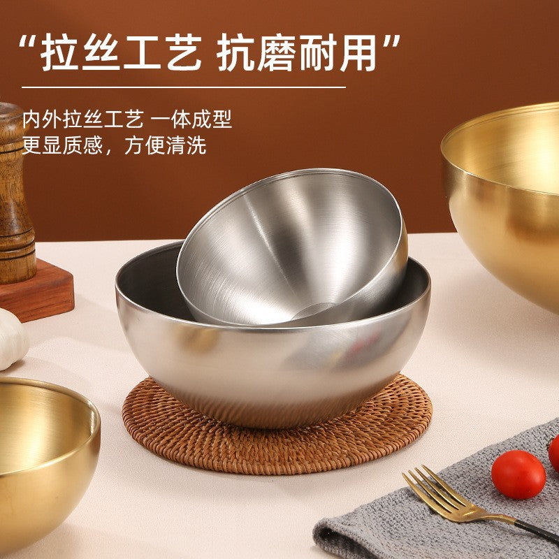 Korean salad bowl stainless steel cooking bowl golden bibimbap cold noodle bowl bbq restaurant instant noodle bowl restaurant cold noodle bowl