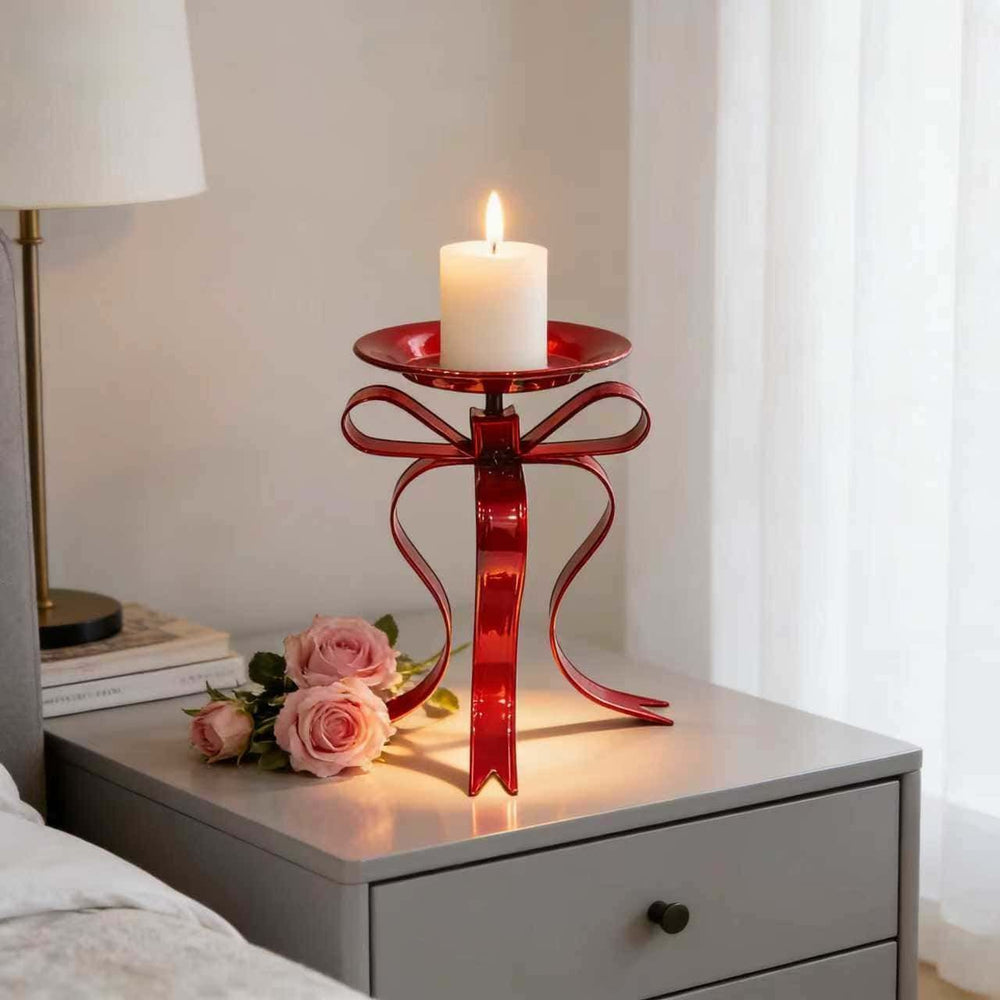Red iron art candlestick base desktop ornament elegant nordic candle table decoration candlelight dinner props