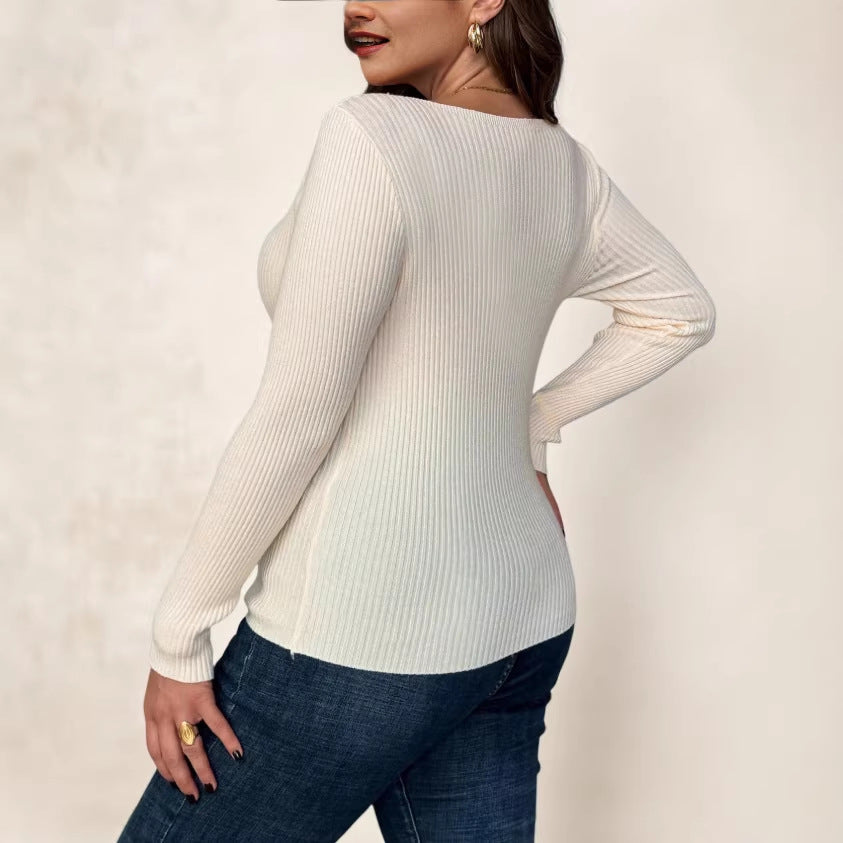 autumn  european and american women's clothing cross-border new striped long-sleeve regular fit top sweater