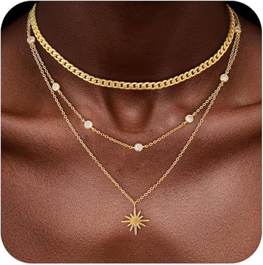 Brass real gold plated european and american cross-border hot selling minimalist twisted circle pendant fashion necklace for women - three layers