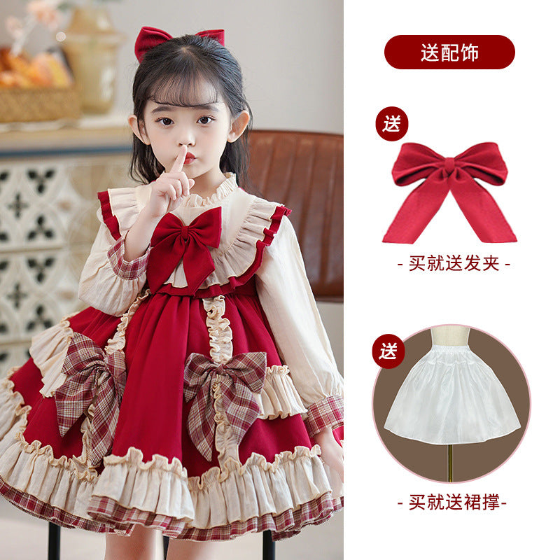 Ready-to-ship wholesale lolita dresses for girls,  new style, trendy red birthday tutu dress, baby girl lolita dress