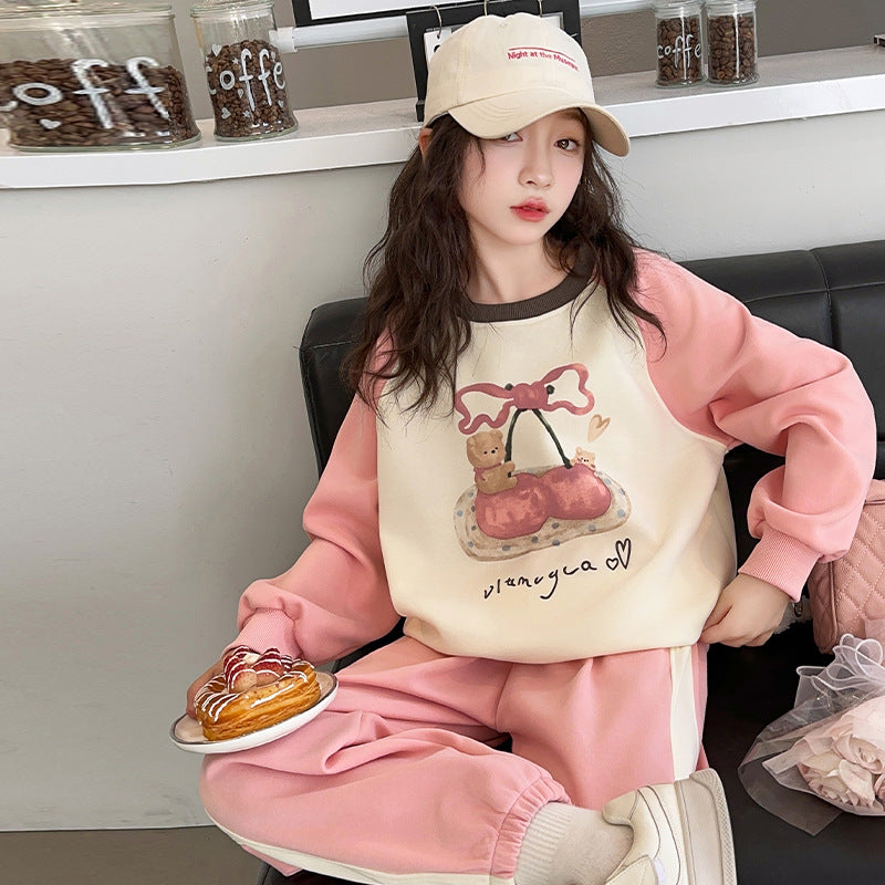 Girls' fall activewear set -  new trendy & stylish casual outfit for girls, big girls' spring/autumn two-piece set