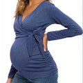fashion trendy mom cross v-neck nursing t-shirt maternity top - in stock, relaxed fit