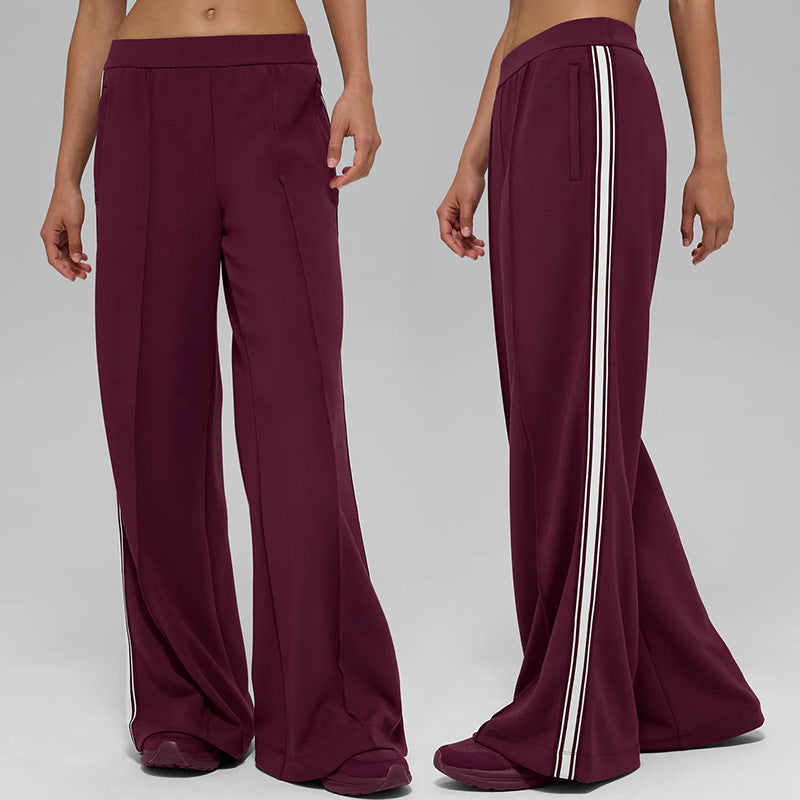 fall/winter new modal air layer anti-pilling white stripe draped loose wide-leg casual sports pants for women