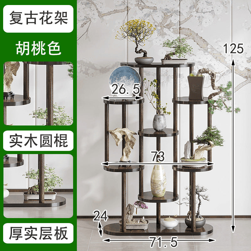 Flower stand living room floor-standing flower stand storage rack balcony flower pot bracket chinoiserie ornament rack green plant display rack