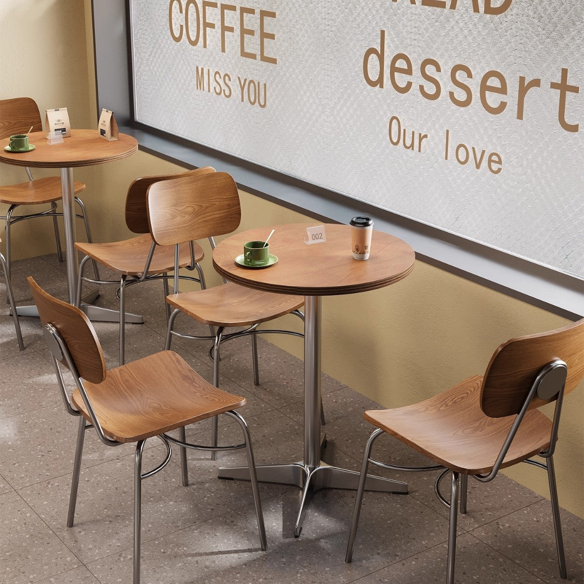 Customized factory direct sales wholesale industrial style coffee shop tables and chairs leisure afternoon tea restaurant Internet celebrity milk tea shop tables and chairs