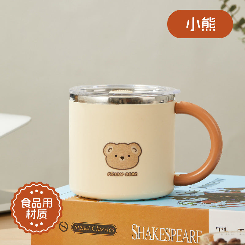 304 stainless steel mug with lid, double-walled, stylish coffee cup for women, office use, and home drinking