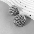 Wholesale retro ring sets, cross-border niche design geometric hollow jewelry, heavily crafted round bead metal stud earrings for women