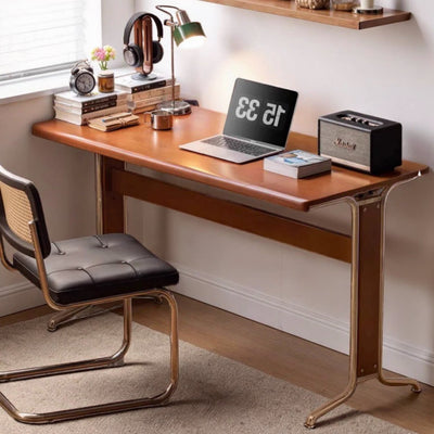 Vintage solid wood desk - mid-century modern single writing desk, computer table, nordic style, small apartment minimalist storage office table