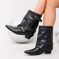 new arrival belt buckle pointed suede low heel trouser boots autumplus sizeretro thick heel knee socks boots for women wholesale