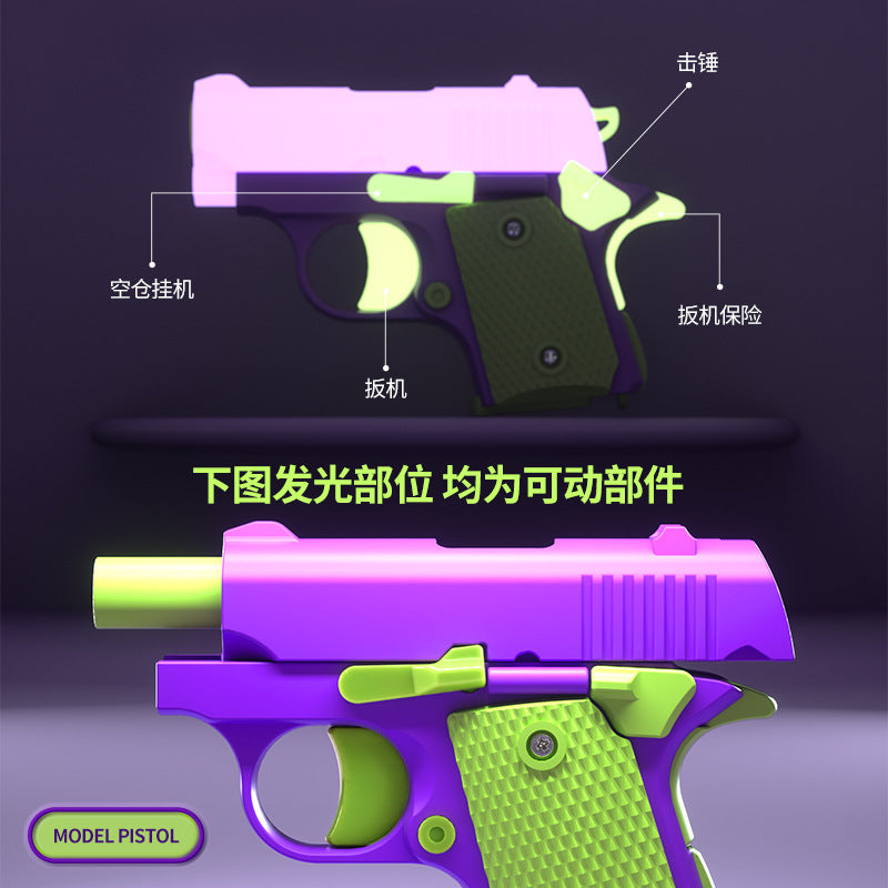 Gravity cub 1911 pistol blowback reloading little carrot pistol mini carrot knife d printed decompression toy