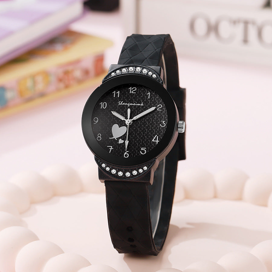 Ins candy color student watch with diamond small watch for girls, middle school student, high school student, girl quartz watch