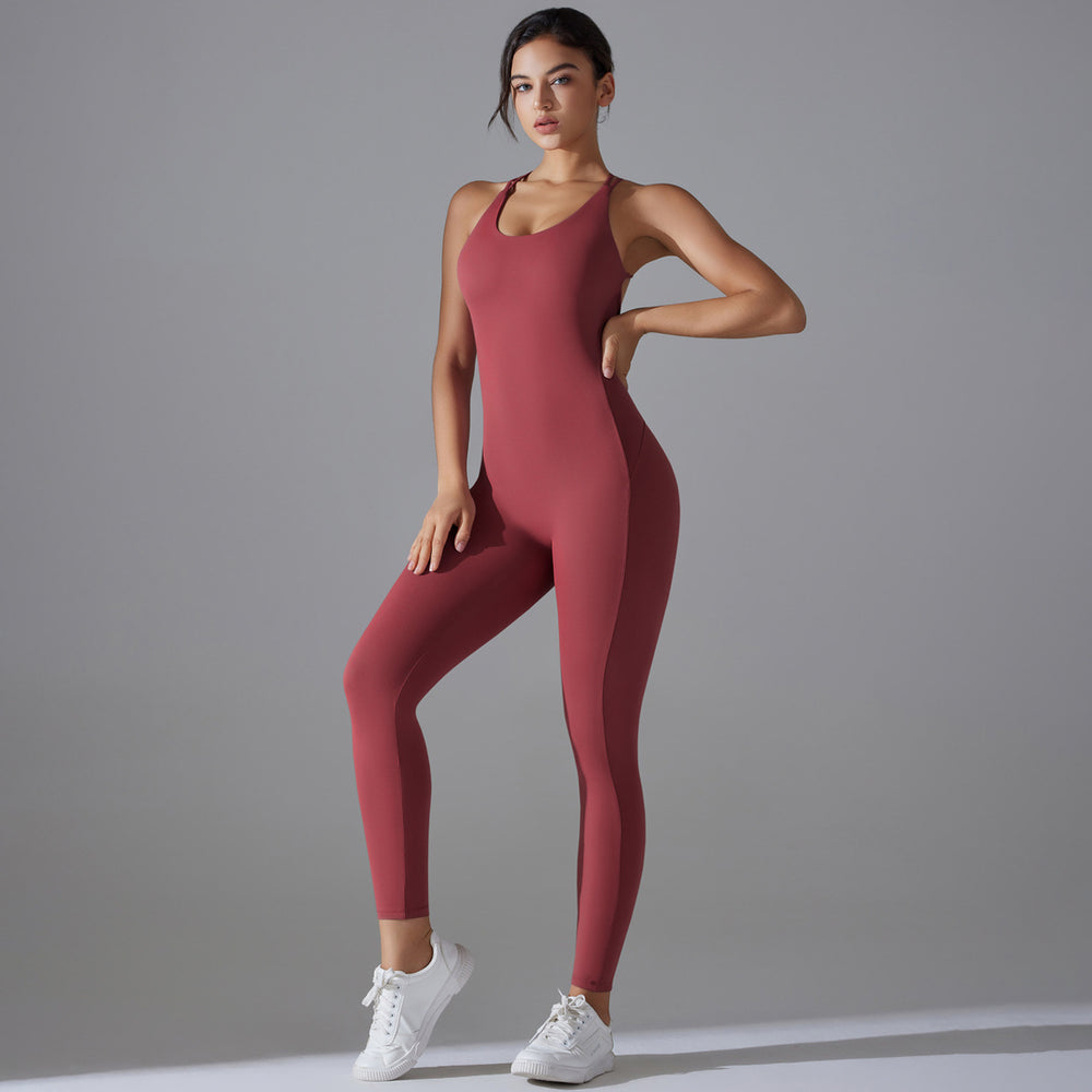 fashion butt lifting yoga clothes, quick-drying tight running sports cross-back, no embarrassing line fitness jumpsuit