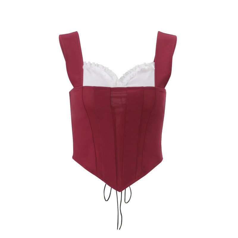Ins european and american clothing  summernew arrivalfrench palace hot girl tie backasymmetricalclassy sense vest tops