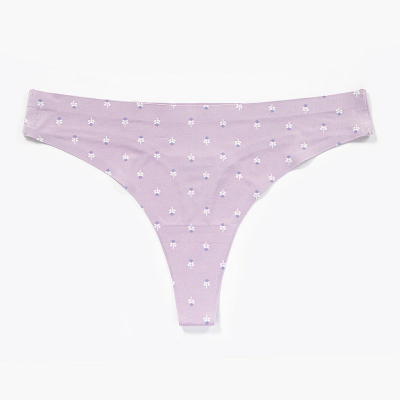 new arrival low-waist ice silk printing underwear women's nylon breathable quick-drying seamless women's briefs thin section