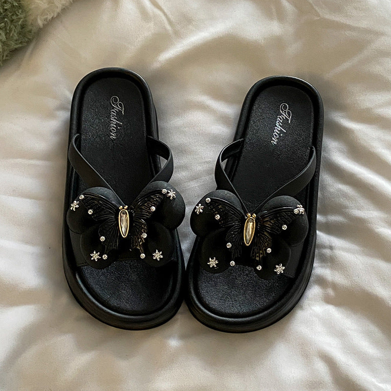 Popular internet celebrity good sandals women's summer new arrivaloutweareasiest for matchthick soleheight-increasing beach flip-flops