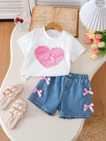 European and american  independent station foreign trade cross-border valentine's day theme heart printing round neck long-sleeved girl