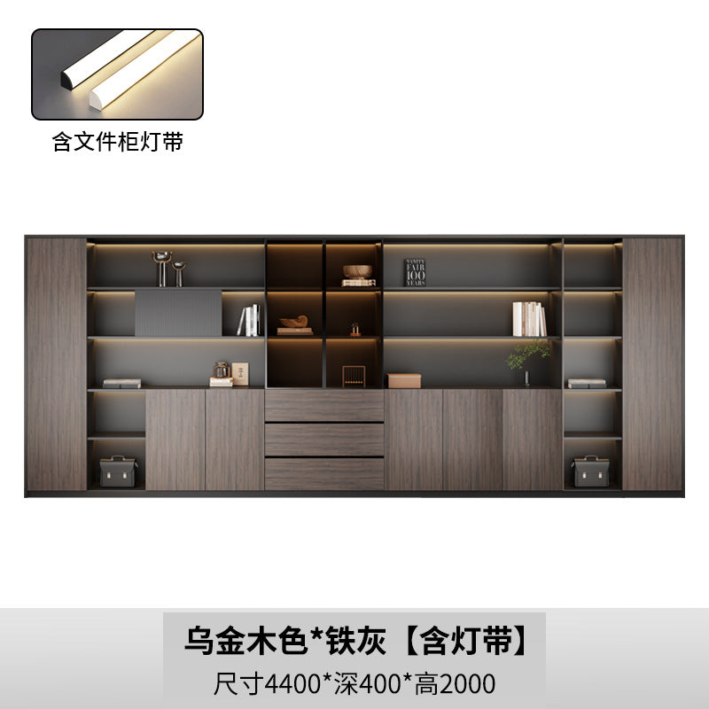 New chinoiserie office file cabinet wooden bookcase boss table background cabinet wall-mounted floor-standing five or six-door cabinetaccessible luxury