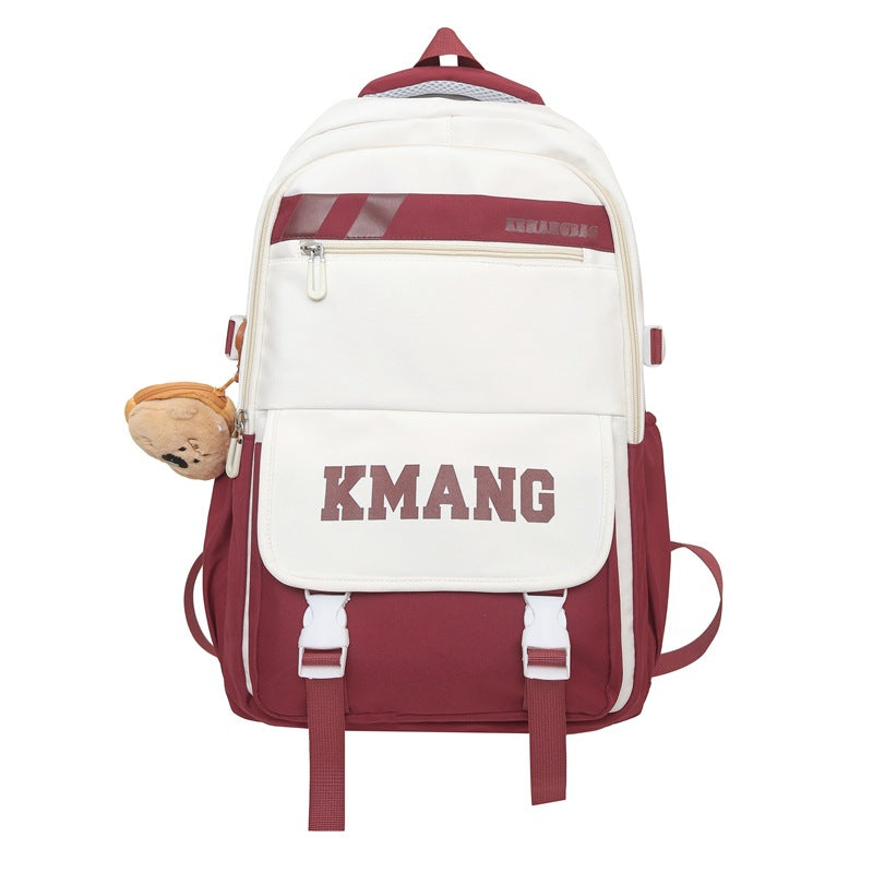 School bag for female junior high school students 2024 new travel backpack for high school students and girls large-capacity Korean version contrasting color backpack