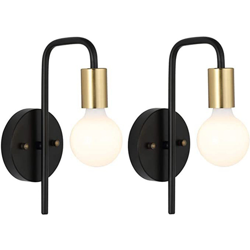 Nordic light luxury u-shaped curved rod wall lamp frosted round glass single head bedside modern bedroom entrance minimalist