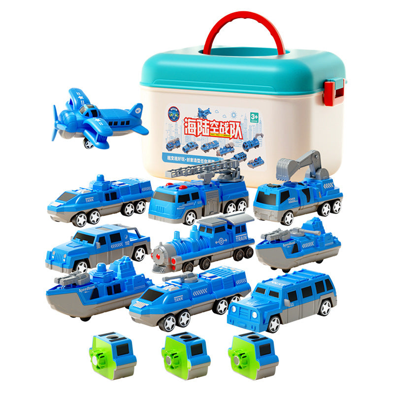 Magnetic sea, land and air patchwork magnetic toy car assemble various building blocks boys educational early education styling birthday gift