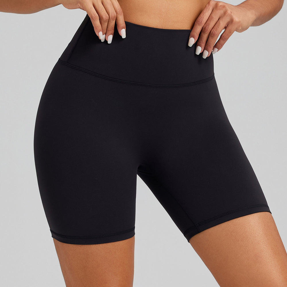 Fashionnew arrival lycra yoga shorts women's high waist hip lift no embarrassing line sweatpants outwear naked fitness shorts