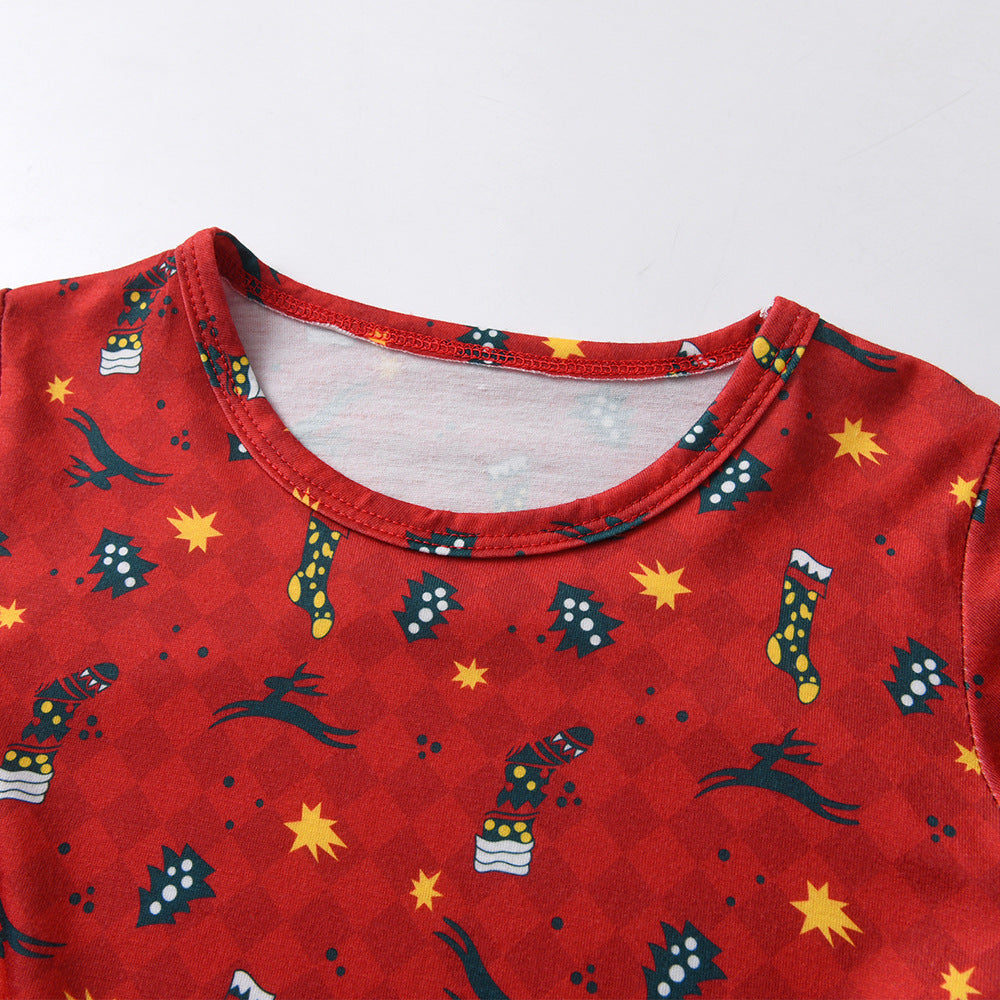 New arrival: children's long-sleeve pajamas - christmas cartoon print cotton loungewear set for boys and girls (export quality)