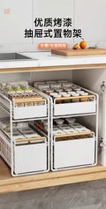 Under-sink storage rack kitchen seasoning dish pull-out for home multi-functional pool storage cabinet pull basket layering