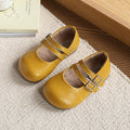 Girls' retro mary jane flats - new fashionable double-breasted versatile children's shoes - velcro soft sole leather shoes