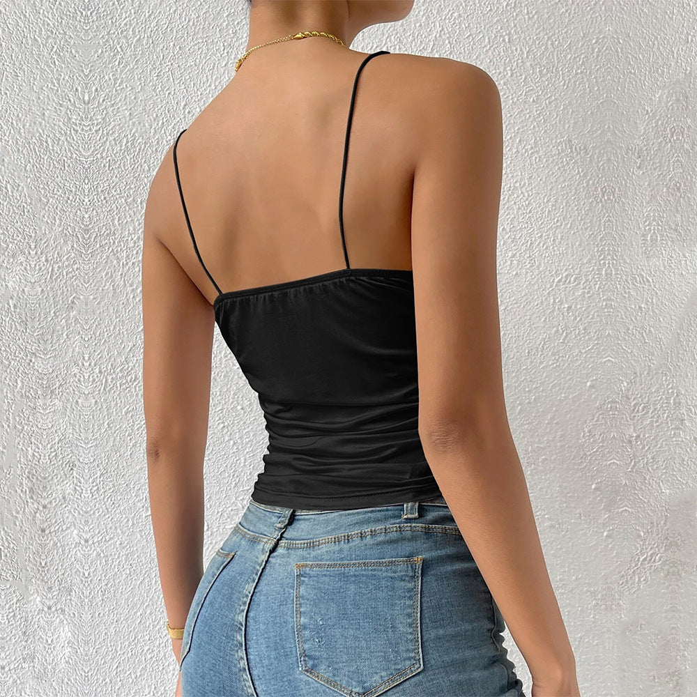 spring/summer new arrival: cross-border european & american style bestseller - slim-fit, elegant, scoop neck, high-stretch knit cami top - in stock now!