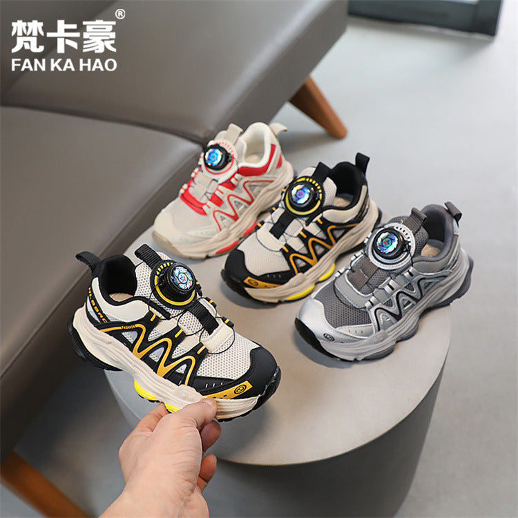 Vancahao kids' rotating buckle sneakers -  spring/autumn new arrivals: girls' chunky sneakers, boys' casual running shoes