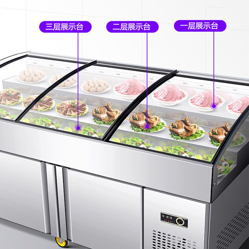 Commercial ladder ice table display cabinet seafood barbecue ordering fresh-keeping cabinet double temperature fruit picking string cabinet cold cabinet