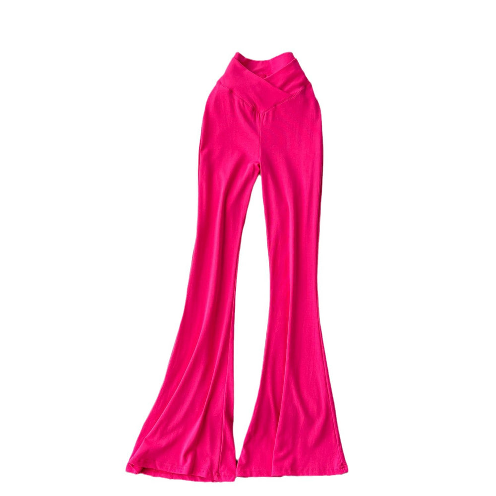 Popular ins wear casual pants for women niche style popular high waist silm micro flare pants sexy show figure yoga pants