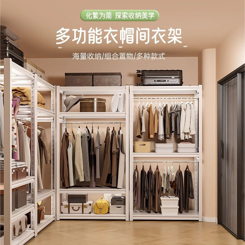 Wardrobe rental room diy simple clothes rack shelf type steel hanging storage rack cloakroom assembly open storage rack