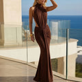 summer new women's fashion: european and american style cross-border dress - stylish, elegant, and high-end halter bodycon maxi dress