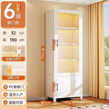 Steel bookshelf movable bookcase with door kids storage rack living room storage cabinet wall-mounted iron double-door bookcase