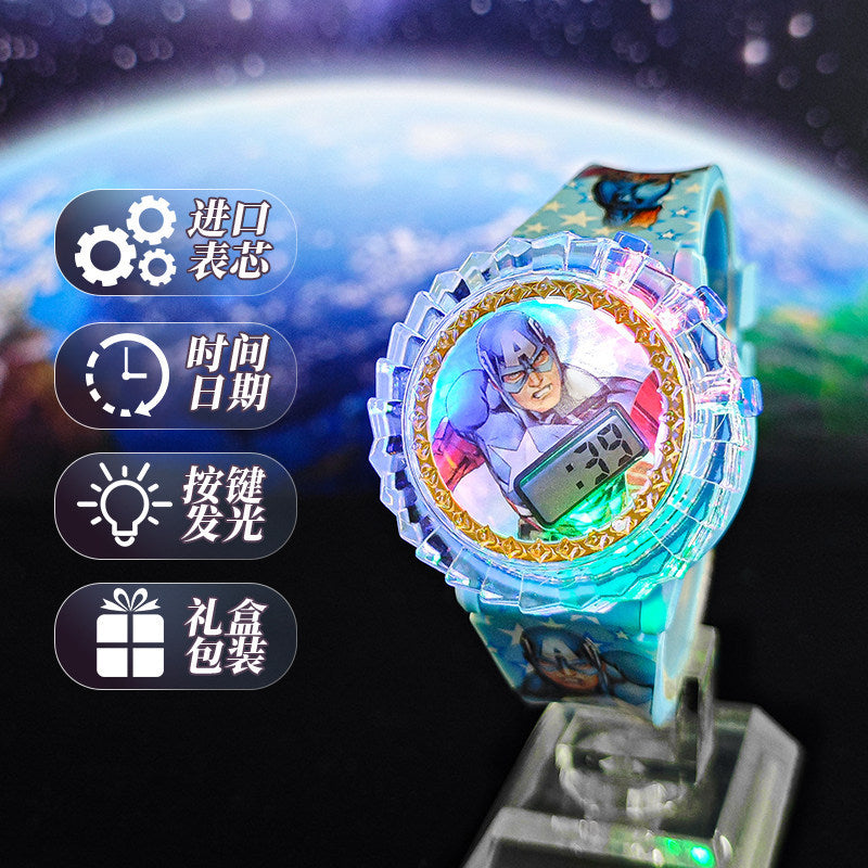 New light-up musical kids' watch with 360° rotating gyro electronic display - sanrio cartoon student toy watch