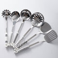 Stainless steel kitchen utensil set - includes spatula, ceramic & stainless steel stir-fry spatula, hot pot ladle, and complete kitchen cooking set