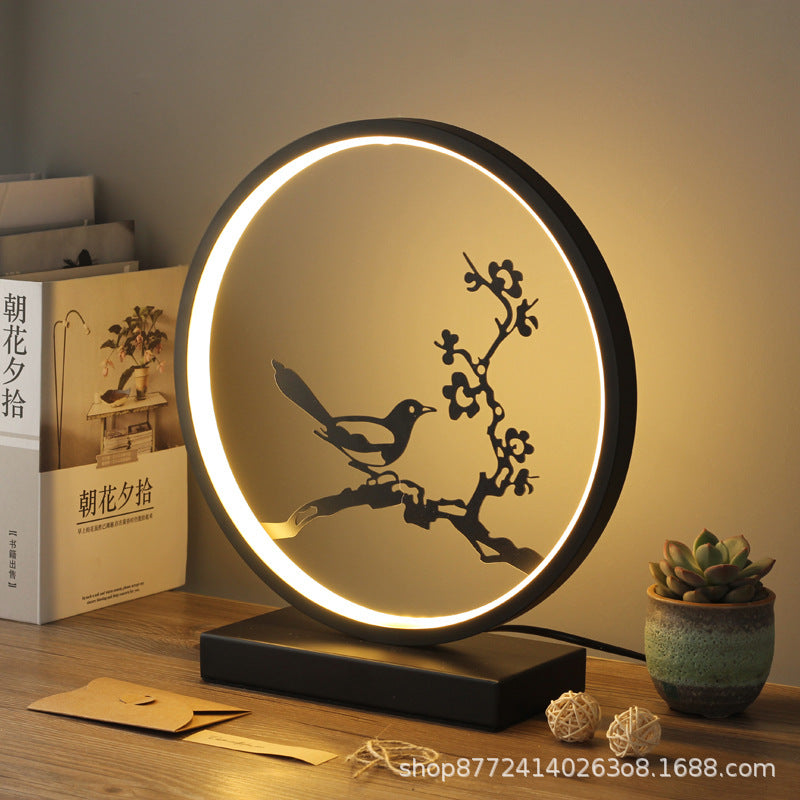 New chinoiserie table lamp bedroom bedside lamp zen ornaments wedding girl lotus creative gift home remote control lotus
